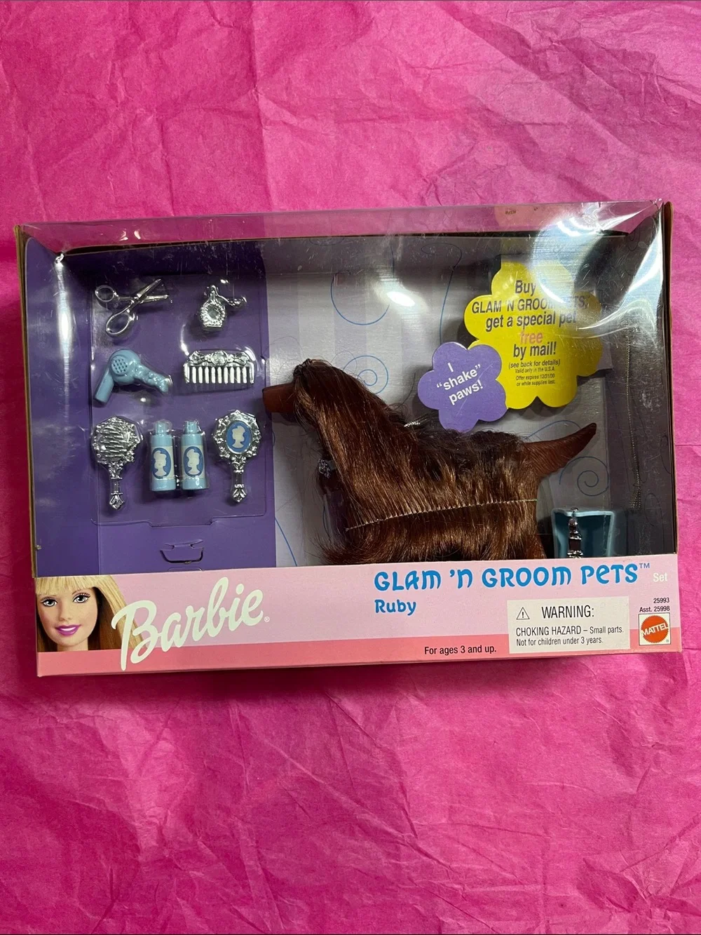 1999 Mattel Barbie Glam 'N Groom Pets feat. Ruby the Irish Setter Dog NRFB Rare